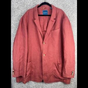 Tommy Bahama Mens 2XL Pink salmon 2 button Blazer Jacket Sport Coat 100% Linen